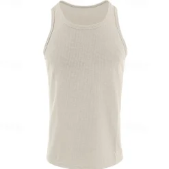 Discount OUKU Men's Tank Top Vest Top Undershirt Sleeveless Shirt Sleeveless Crew Neck Summer Plain Fashion Designer Basic Classic Vacation Street Going out Black White Wine Top Tee for Men