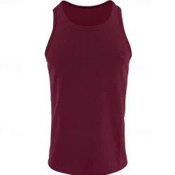 Discount OUKU Men's Tank Top Vest Top Undershirt Sleeveless Shirt Sleeveless Crew Neck Summer Plain Fashion Designer Basic Classic Vacation Street Going out Black White Wine Top Tee for Men