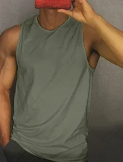 Best OUKU Men's Tank Top Vest Top Undershirt Sleeveless Shirt Sleeveless Crew Neck Summer Plain Fashion Streetwear Muscle Sports & Outdoor Athleisure Gym Black White Yellow Top Tee for Men