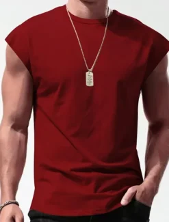 Hot OUKU Men's Tank Top Vest Top Undershirt Sleeveless Shirt Plain Crew Neck Outdoor Going out Sleeveless Clothing Apparel Fashion Designer Muscle