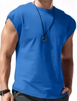 Hot OUKU Men's Tank Top Vest Top Undershirt Sleeveless Shirt Plain Crew Neck Outdoor Going out Sleeveless Clothing Apparel Fashion Designer Muscle