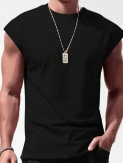 Hot OUKU Men's Tank Top Vest Top Undershirt Sleeveless Shirt Plain Crew Neck Outdoor Going out Sleeveless Clothing Apparel Fashion Designer Muscle