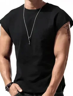 Hot OUKU Men's Tank Top Vest Top Undershirt Sleeveless Shirt Plain Crew Neck Outdoor Going out Sleeveless Clothing Apparel Fashion Designer Muscle