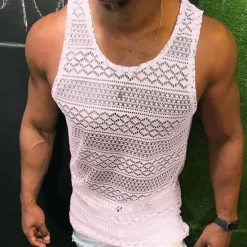 Sale OUKU Men's Tank Top Vest Top Undershirt Sleeveless Shirt Sleeveless Crew Neck Summer Solid Color Fashion Casual Breathable Outdoor Street Casual Black White Pink Top Tee for Men