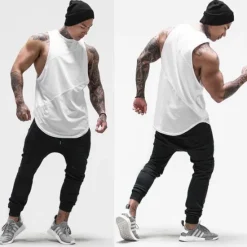 Outlet OUKU Men's Tank Top Vest Top Undershirt Sleeveless Shirt Sleeveless Crew Neck Summer Solid Color Color Block Sports Fashion Lightweight Patchwork Vacation Casual Daily Black-White Black White Top Tee for