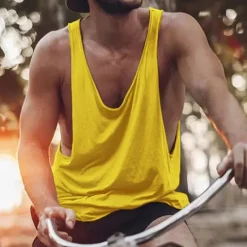 Online OUKU Men's Tank Top Vest Top Undershirt Sleeveless Shirt Sleeveless Crew Neck Summer Solid Color Simple Casual Comfortable Vacation Street Daily Black White Yellow Top Tee for Men
