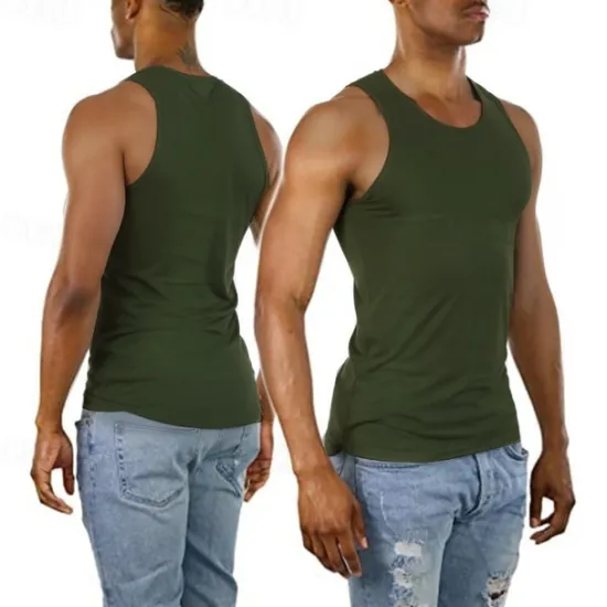 New OUKU Men's Tank Top Vest Top Undershirt Sleeveless Shirt Sleeveless Crew Neck Summer Plain Fashion Designer Muscle Athleisure Going out Gym Black Wine Blue Top Tee for Men