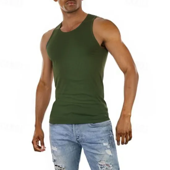 New OUKU Men's Tank Top Vest Top Undershirt Sleeveless Shirt Sleeveless Crew Neck Summer Plain Fashion Designer Muscle Athleisure Going out Gym Black Wine Blue Top Tee for Men