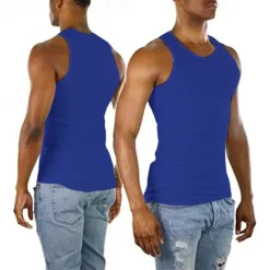 New OUKU Men's Tank Top Vest Top Undershirt Sleeveless Shirt Sleeveless Crew Neck Summer Plain Fashion Designer Muscle Athleisure Going out Gym Black Wine Blue Top Tee for Men