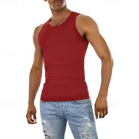 New OUKU Men's Tank Top Vest Top Undershirt Sleeveless Shirt Sleeveless Crew Neck Summer Plain Fashion Designer Muscle Athleisure Going out Gym Black Wine Blue Top Tee for Men