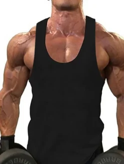 New OUKU Men's Tank Top Vest Top Undershirt Sleeveless Shirt Sleeveless Round Neck Solid Colored Muscle Sports Gym Black White Yellow Top Tee for Men