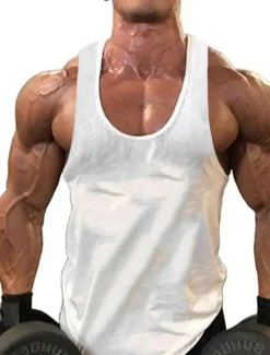 New OUKU Men's Tank Top Vest Top Undershirt Sleeveless Shirt Sleeveless Round Neck Solid Colored Muscle Sports Gym Black White Yellow Top Tee for Men