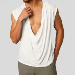Outlet OUKU Men's Tank Top Vest Top Undershirt Sleeveless Shirt Sleeveless Deep V Summer Plain Fashion Designer Basic Classic Vacation Street Going out Black White Green Top Tee for Men
