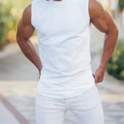 Best OUKU Men's Tank Top Vest Top Undershirt Sleeveless Shirt Sleeveless Crew Neck Summer Plain Pit Strip Fashion Streetwear Muscle Knitting Sports & Outdoor Athleisure Gym Black White Navy Blue Top Tee for Men