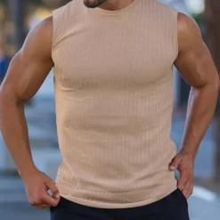 Best OUKU Men's Tank Top Vest Top Undershirt Sleeveless Shirt Sleeveless Crew Neck Summer Plain Pit Strip Fashion Streetwear Muscle Knitting Sports & Outdoor Athleisure Gym Black White Navy Blue Top Tee for Men
