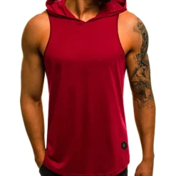 Discount OUKU Men's Tank Top Vest Top Undershirt Sleeveless Shirt Sleeveless Hooded Summer Plain Camouflage Fashion Streetwear Muscle Sports & Outdoor Athleisure Gym Black White Wine Top Tee for Men