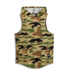 Discount OUKU Men's Tank Top Vest Top Undershirt Sleeveless Shirt Sleeveless Hooded Summer Plain Camouflage Fashion Streetwear Muscle Sports & Outdoor Athleisure Gym Black White Wine Top Tee for Men