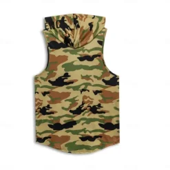 Discount OUKU Men's Tank Top Vest Top Undershirt Sleeveless Shirt Sleeveless Hooded Summer Plain Camouflage Fashion Streetwear Muscle Sports & Outdoor Athleisure Gym Black White Wine Top Tee for Men
