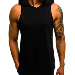 Discount OUKU Men's Tank Top Vest Top Undershirt Sleeveless Shirt Sleeveless Hooded Summer Plain Camouflage Fashion Streetwear Muscle Sports & Outdoor Athleisure Gym Black White Wine Top Tee for Men