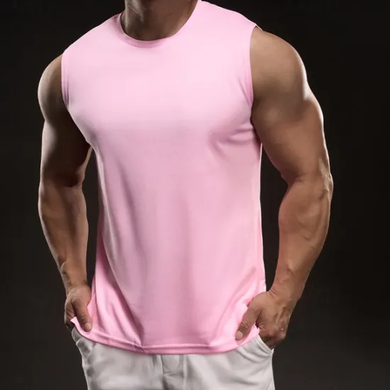Online OUKU Men's Tank Top Vest Top Undershirt Sleeveless Shirt Sleeveless Crewneck Summer Plain Fashion Designer Vacation Street Going out White Light Green Pink Top Tee for Men