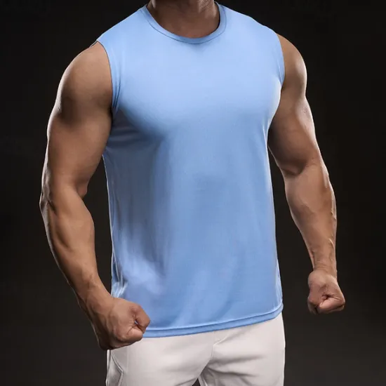 Online OUKU Men's Tank Top Vest Top Undershirt Sleeveless Shirt Sleeveless Crewneck Summer Plain Fashion Designer Vacation Street Going out White Light Green Pink Top Tee for Men