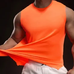 Online OUKU Men's Tank Top Vest Top Undershirt Sleeveless Shirt Sleeveless Crewneck Summer Plain Fashion Designer Vacation Street Going out White Light Green Pink Top Tee for Men