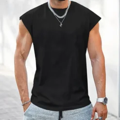 Best OUKU Men's Tank Top Vest Top Undershirt Sleeveless Shirt Sleeveless Crewneck Spring & Summer Plain Fashion Designer Vacation Street Going out Black White Red Top Tee for Men