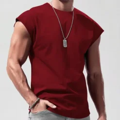 Best OUKU Men's Tank Top Vest Top Undershirt Sleeveless Shirt Sleeveless Crewneck Spring & Summer Plain Fashion Designer Vacation Street Going out Black White Red Top Tee for Men