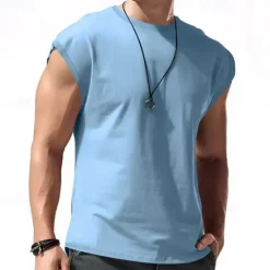 Best OUKU Men's Tank Top Vest Top Undershirt Sleeveless Shirt Sleeveless Crewneck Spring & Summer Plain Fashion Designer Vacation Street Going out Black White Red Top Tee for Men