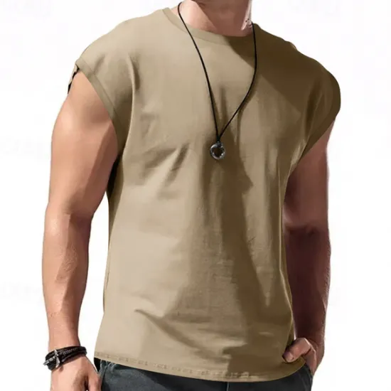 Best OUKU Men's Tank Top Vest Top Undershirt Sleeveless Shirt Sleeveless Crewneck Spring & Summer Plain Fashion Designer Vacation Street Going out Black White Red Top Tee for Men