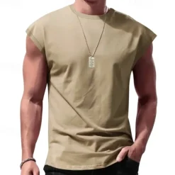 Best OUKU Men's Tank Top Vest Top Undershirt Sleeveless Shirt Sleeveless Crewneck Spring & Summer Plain Fashion Designer Vacation Street Going out Black White Red Top Tee for Men
