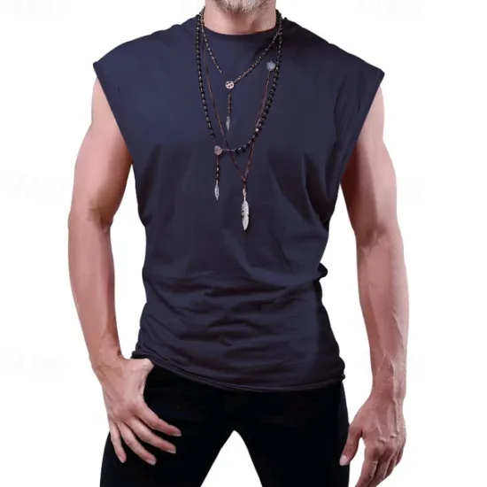 Best OUKU Men's Tank Top Vest Top Undershirt Sleeveless Shirt Sleeveless Crewneck Spring & Summer Plain Fashion Designer Vacation Street Going out Black White Red Top Tee for Men
