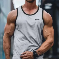 Outlet OUKU Men's Tank Top Vest Top Undershirt Sleeveless Shirt Sleeveless Crew Neck Summer Solid Color Sports Fashion Comfortable Print Street Casual Daily Black White Green Top Tee for Men