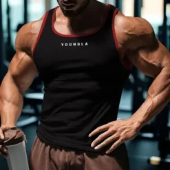 Outlet OUKU Men's Tank Top Vest Top Undershirt Sleeveless Shirt Sleeveless U Neck Summer Quotes & Sayings Fashion Designer Vacation Street Going out Black White Red Top Tee for Men