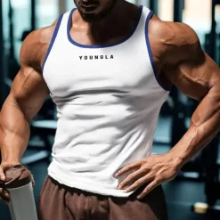 Outlet OUKU Men's Tank Top Vest Top Undershirt Sleeveless Shirt Sleeveless U Neck Summer Quotes & Sayings Fashion Designer Vacation Street Going out Black White Red Top Tee for Men