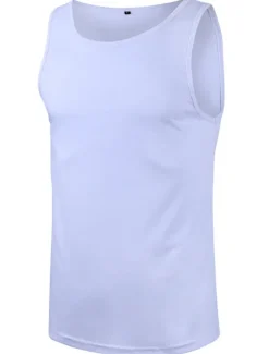 Clearance OUKU Men's Tank Top Vest Top Undershirt Sleeveless Shirt Sleeveless Crew Neck Summer Plain Fashion Streetwear Muscle Sports & Outdoor Athleisure Gym White Army Green Coffee Top Tee for Men