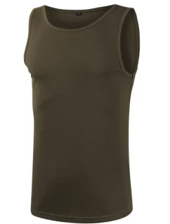 Clearance OUKU Men's Tank Top Vest Top Undershirt Sleeveless Shirt Sleeveless Crew Neck Summer Plain Fashion Streetwear Muscle Sports & Outdoor Athleisure Gym White Army Green Coffee Top Tee for Men