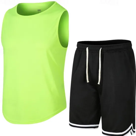 Outlet OUKU Men's Tank Top Vest Top Vest T-shirt Suits Short Sleeve Crew Neck Summer Plain Fashion Casual 2 Piece Vacation Daily Wear Going out Black White Orange Top Tee for Men