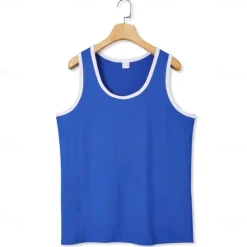 Online OUKU Men's Tank Top Vest Undershirt Sleeveless Shirt Sleeveless Round Neck Summer Solid Color Plain Athletic Color Block Street Casual Sports Black White Wine Top Tee for Men
