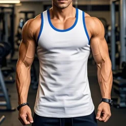 Online OUKU Men's Tank Top Vest Undershirt Sleeveless Shirt Sleeveless Round Neck Summer Solid Color Plain Athletic Color Block Street Casual Sports Black White Wine Top Tee for Men