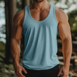 Online OUKU Men's Tank Top Vest Undershirt Sleeveless Shirt Sleeveless Crewneck Summer Plain Fashion Classic Comfortable U Neck Street Casual Sports Red Blue Green Top Tee for Men