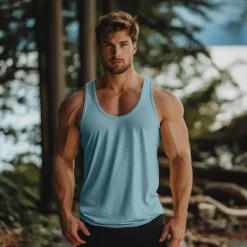 Online OUKU Men's Tank Top Vest Undershirt Sleeveless Shirt Sleeveless Crewneck Summer Plain Fashion Classic Comfortable U Neck Street Casual Sports Red Blue Green Top Tee for Men
