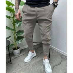 Outlet OUKU Men's Tapered pants Trousers Casual Pants Pocket Drawstring Elastic Waist Plain Comfort Sports Outdoor Daily Fashion Casual ArmyGreen Black Micro-elastic
