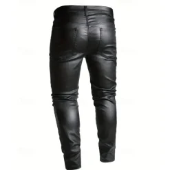 OUKU Men's Tapered pants Trousers Lederhosen Buttons Pocket Plain Comfort Outdoor Daily Fashion Casual Micro-elastic Black