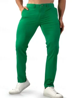 OUKU Men's Tape pants Trousers Chinos Buttons Pocket Plain Comfort Outdoor Daily Fashion Classic Style Blue Micro-elastic Red