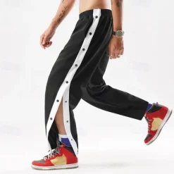 Outlet OUKU Men's Tear Away Basketball Pants Sweatpants High Split Snap Button Casual Post-Surgery with Pockets
