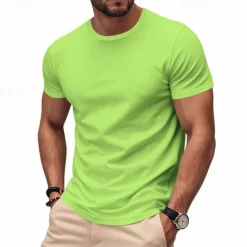 Clearance OUKU Men's Tee Short Sleeve Shirt Tee Top Short Sleeve Crewneck Spring & Fall Solid / Plain Color Fashion Designer Quick Dry Vacation Street Going out Black White Red Top Tee for Men