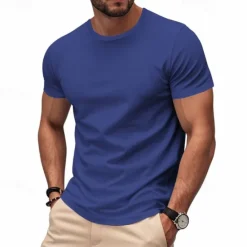 Clearance OUKU Men's Tee Short Sleeve Shirt Tee Top Short Sleeve Crewneck Spring & Fall Solid / Plain Color Fashion Designer Quick Dry Vacation Street Going out Black White Red Top Tee for Men