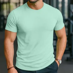 Sale OUKU Men's Tee Short Sleeve Shirt Tee Top Short Sleeve Crew Neck Spring & Fall All Seasons Solid / Plain Color Fashion Designer Athletic Quick Dry Vacation Street Casual Black White Light Green Top Tee