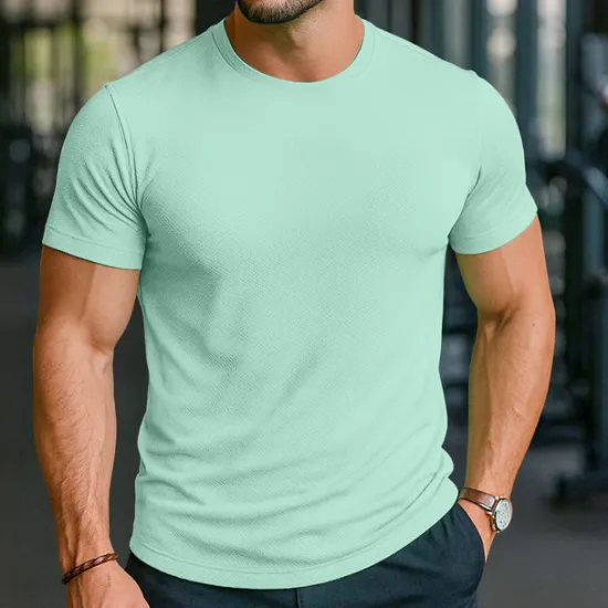 Sale OUKU Men's Tee Short Sleeve Shirt Tee Top Short Sleeve Crew Neck Spring & Fall All Seasons Solid / Plain Color Fashion Designer Athletic Quick Dry Vacation Street Casual Black White Light Green Top Tee